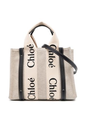 Chloé sac cabas Woody à logo imprimé - Tons neutres