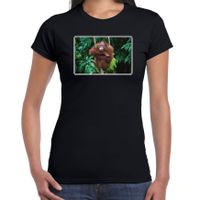 Dieren t-shirt met Orang Oetan apen foto zwart voor dames