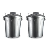 2x stuks afvalemmers/vuilnisemmers zilver 21 liter met deksel   -