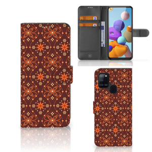 Samsung Galaxy A21s Telefoon Hoesje Batik Brown