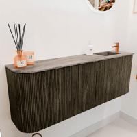 Toiletmeubel Mondiaz Joya Dlux | 111.6 cm | Meubelkleur Shadow | Faye wastafel Oza Wasbak Rechts | 1 kraangat