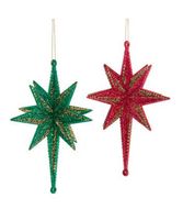 Plastic red green 3d star ornament 6.3 inch - Kurt s adler