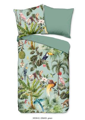 Descanso Dekbedovertrek "dieren in de jungle" - Groen - (200x200 cm) - Biologisch Katoen satijn