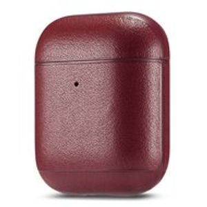 AirPods 1/2 hoesje Genuine Leather Series - hard case - Wijn rood