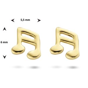 Oorknoppen Muzieknoot geelgoud 6 x 5,5 mm