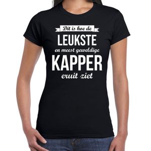 Dit is hoe de leukste en meest geweldige kapper / kapster eruit ziet cadeau t-shirt zwart dames