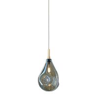 Bomma Soap Mini Single Hanglamp - Blauw glas - Geborsteld gouden fitting