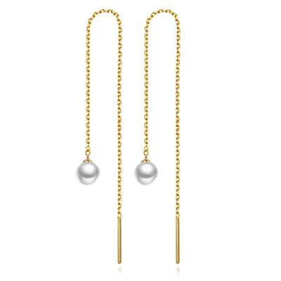 Ketting Oorhangers Dames met Parel Goudkleurig van Edelstaal