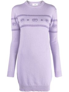 Chiara Ferragni robe courte à logo intarsia - Violet