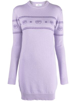 Chiara Ferragni robe courte à logo intarsia - Violet