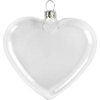 Creativ Company Plat glazen hart, h: 9 cm, b: 7.8 cm, dikte 2,1 cm, 6 stuk/ 1 doos