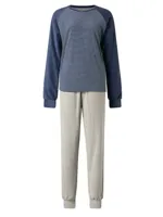 Badstof dames pyjama - Winter Streep - Warme pyjama
