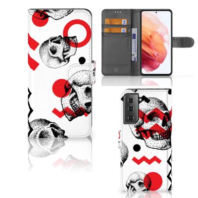 Telefoonhoesje met Naam Samsung Galaxy S21 Skull Red