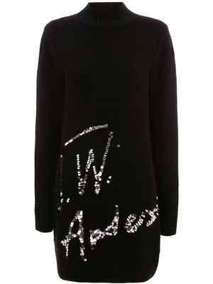 JW Anderson robe courte en maille à logo brodé de sequins - Noir