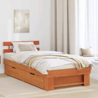 Bedframe met lade met hoofdeinde met opslag Wasbruin 90 x 200 cm Grenenhout