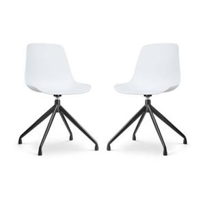 Nolon Nola-Pip Draaibare Eetkamerstoelen Wit - Zwart Onderstel - 2x