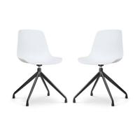 Nolon Nola-Pip Draaibare Eetkamerstoelen Wit - Zwart Onderstel - 2x