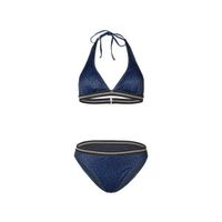 Brunotti halter bikini Xiu met panterprint blauw/zwart - thumbnail