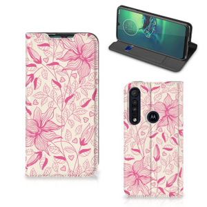 Motorola G8 Plus Smart Cover Pink Flowers