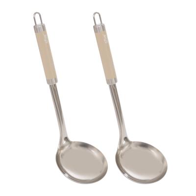 5Five opscheplepel Paris - 2x - 30 cm - RVS - aluminium - beige/zilver - keukengerei - soeplepel 5Five opscheplepel Paris - 2x - 30 cm - RVS - aluminium - beige/zilver - keukengerei - soeplepel