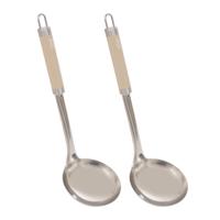 5Five opscheplepel Paris - 2x - 30 cm - RVS - aluminium - beige/zilver - keukengerei - soeplepel