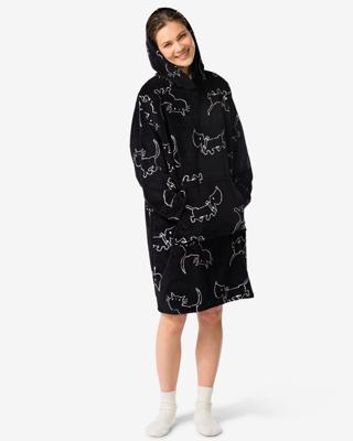 HEMA Takkie en Siepie damesnachthemd fleece zwart (zwart)