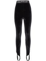 Philipp Plein legging en velours à bande logo - Noir - thumbnail