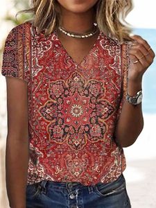 Ethnic Casual V Neck Regular Fit T-Shirt