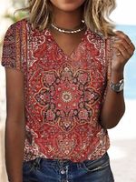 Ethnic Casual V Neck Regular Fit T-Shirt - thumbnail