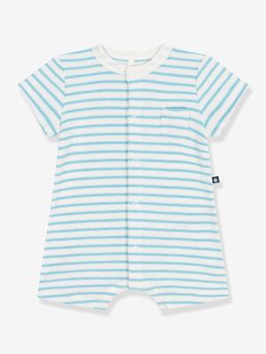Kort boxpakje voor baby's in gestreepte badstof PETIT BATEAU blauw