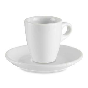 Vessia Espresso/koffie kopjes set - 6x - met schotels - 90ml - wit - porselein