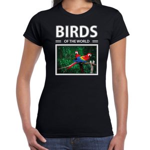 Papegaaien t-shirt met dieren foto birds of the world zwart voor dames