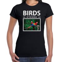 Papegaaien t-shirt met dieren foto birds of the world zwart voor dames