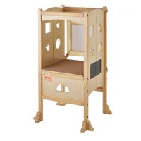 VEVOR kinderopstapkruk 56,75 kg draagvermogen opstapkruk 510 x 540 x 942 mm kruk massief houten badkamerkruk in hoogte verstelbaar van 337 tot 440 mm leertoren kinderkruk opstapje kinderkruk