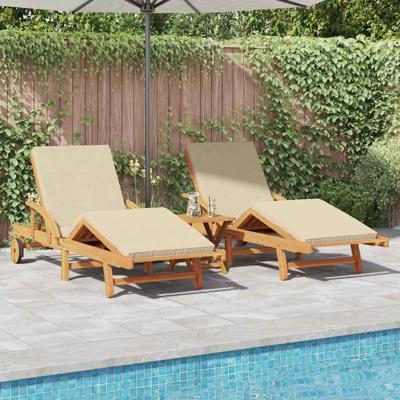 Ligstoel 2 pcs Beige 200 x 67 x 84cm Massief acaciahout