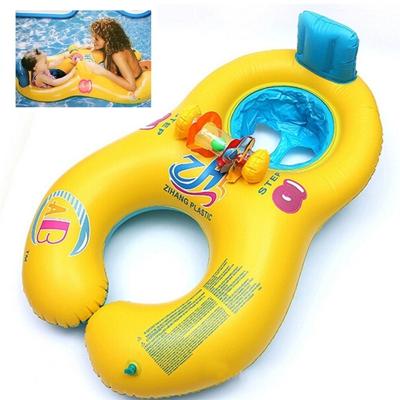2 stuks PVC bovenliggend-kind dubbele zwem cirkel jacht zonder tent grootte: 100 x 70cm (geel)