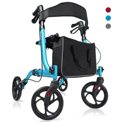 Aluminium Rollator Vouwbare Reiserollator Hoogteverstelbare Lichtgewichtrollator Blauw