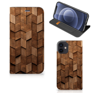 Book Wallet Case voor iPhone 12 Mini Wooden Cubes