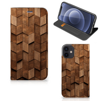Book Wallet Case voor iPhone 12 Mini Wooden Cubes