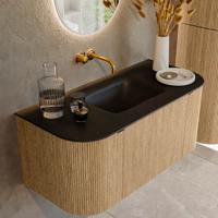 Badmeubel Mondiaz Kurve | 100 cm | Meubelkleur Oak | Wastafelkleur Urban | Midden spoelbak | Zonder kraangaten