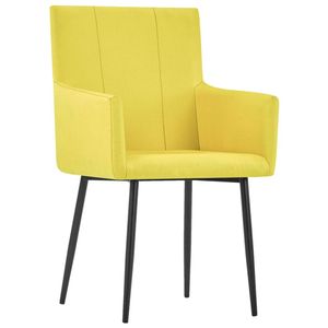 The Living Store Eetkamerstoelen - Geel Stof - 52 x 59.5 x 93 cm - Comfortabel en Stabiel