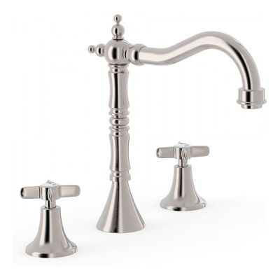 Wastafelkraan Tres Classic | Opbouw | Mengkraan | Standaard model | 2-hendels | Rond | Rvs look