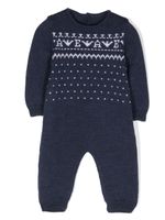 Emporio Armani Kids grenouillère en laine vierge à logo en intarsia - Bleu