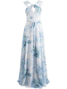 Marchesa Notte Bridesmaids robe longue à fleurs - Bleu