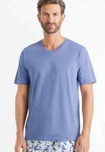 Hanro Heren Sleep & Lounge Living Leisure s/slv shirt blauw 075050