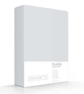 Romanette Romanette flanel hoeslaken Zilver 80x200