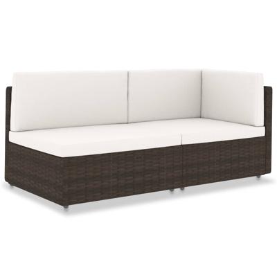 Tweezitsbank sectioneel poly rattan bruin