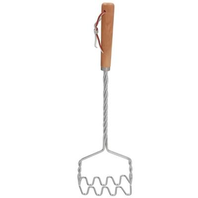 Aardappelstamper/pureestamper - metaal/hout - keuken gerei - 34 cm