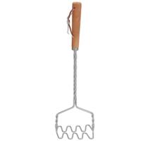 Aardappelstamper/pureestamper - metaal/hout - keuken gerei - 34 cm