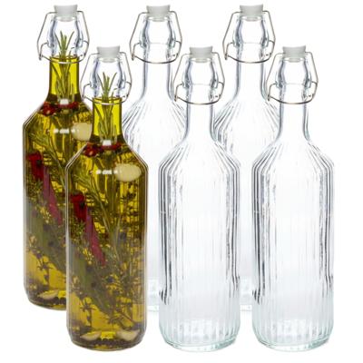 Secret de Gourmet Beugelfles / Weckfles - 6x - transparant glas - luchtdicht - 1 liter - waterfles Secret de Gourmet Beugelfles / Weckfles - 6x - transparant glas - luchtdicht - 1 liter - waterfles